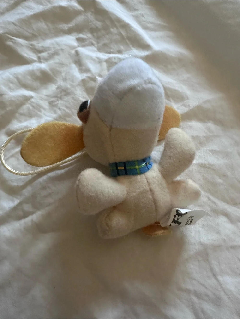 Soft Plush Dog Hanging Toy in White, Gold and Pink